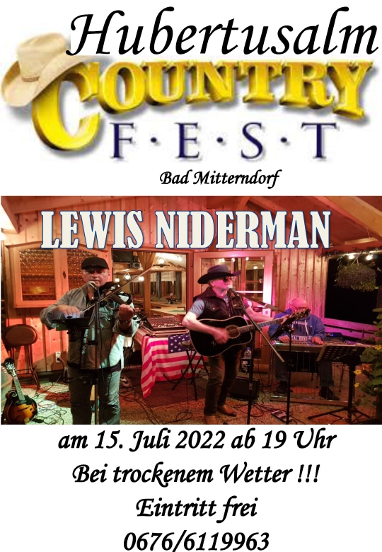 Einladung zum Country-Fest 2022 auf der Hubertusalm